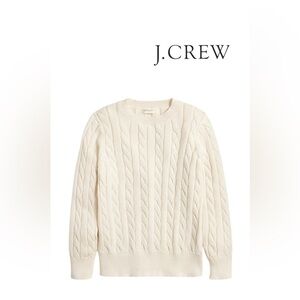 J. Crew NWT Crewcuts Kids’ Cotton Cableknit Crewneck Sweater Natural Sma…